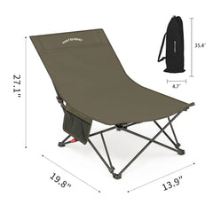 Camping Chair, 3 Adjustment Folding Chair for Camping, Beach, Picnic Green