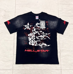 Hellstar Vintage Wash Claw & Star Graphic Oversized T-Shirt - Black