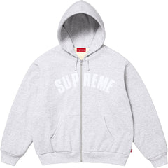 Supreme Arc Logo Thermal-Lined Zip Hoodie - Grey