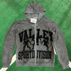 Vale Forever Vintage Wash Graphic Full-Zip Hoodie (Grey / Valley Sport Division)