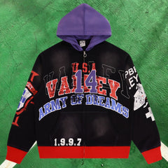 Vale Forever Graphic Full-Zip Hoodie (Black / Army of Dreams & Number 14)