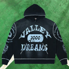 Vale Forever 2000 Contrast Stitch Pullover Hoodie (Black / Light Blue Branding)