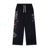 Hellstar Rhinestone & Washed Graphic Sweatpants (Black)