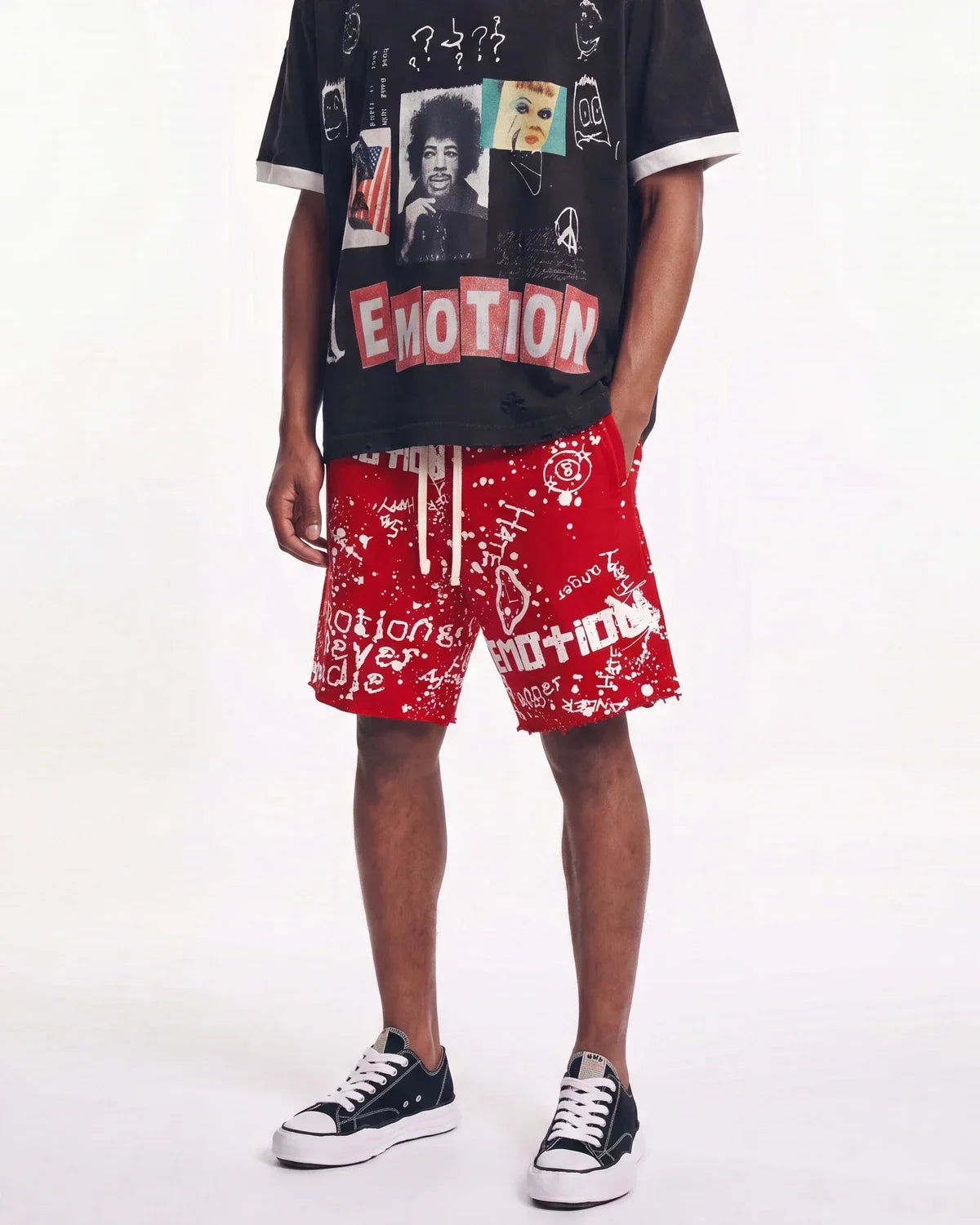 Mixed Emotions Graffiti Shorts Red