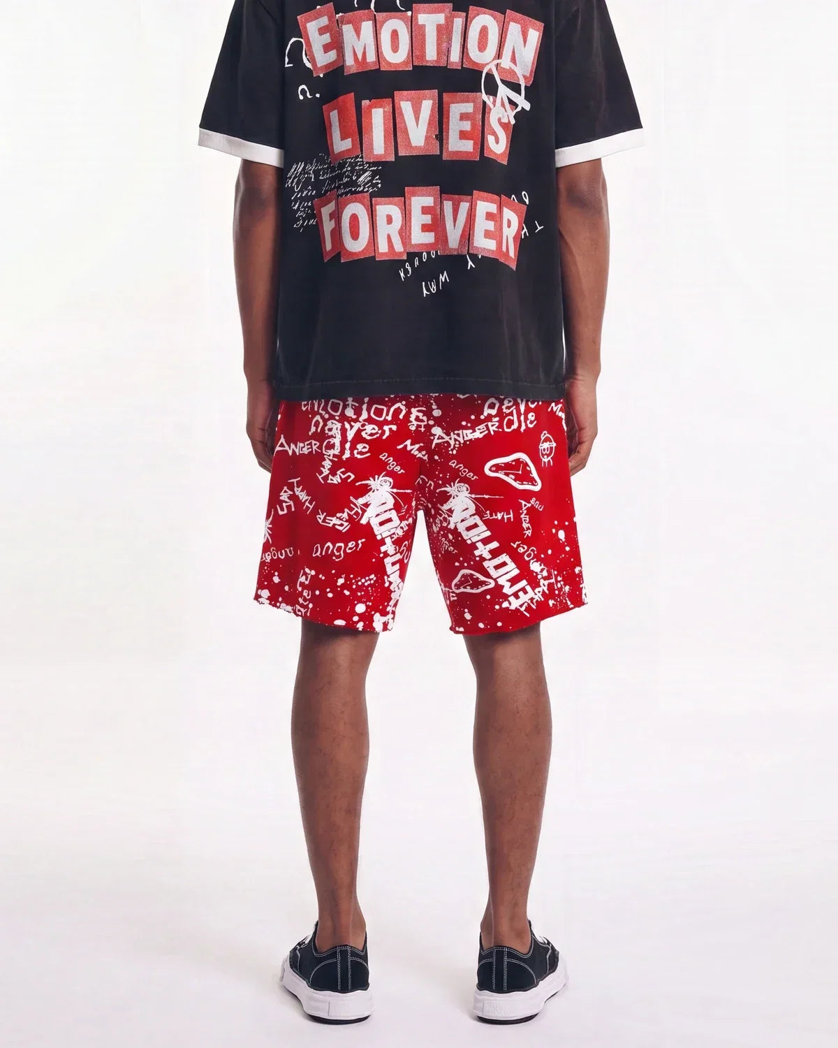 Mixed Emotions Graffiti Shorts Red
