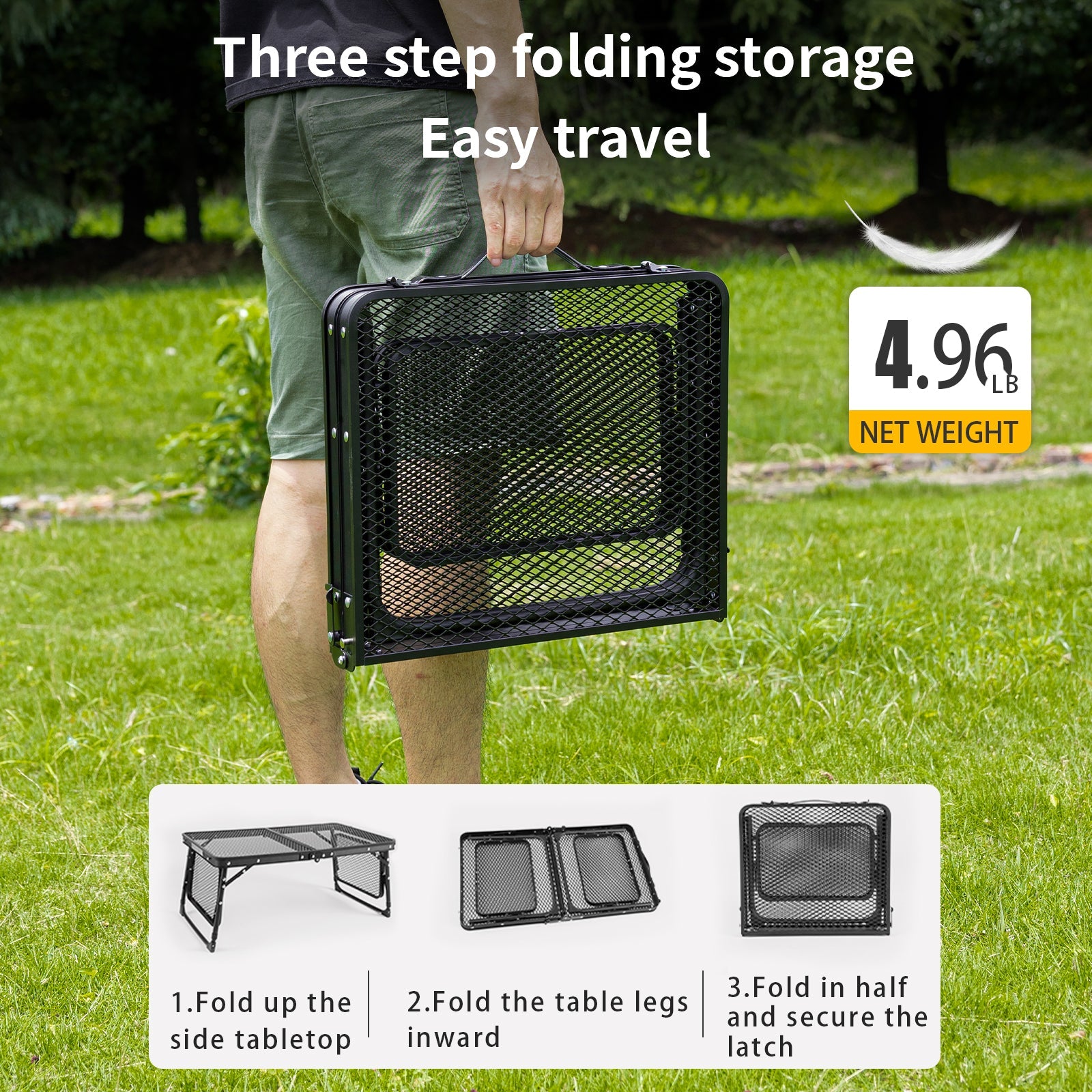 Outdoor Iron Camping Table Portable Camping Folding Table