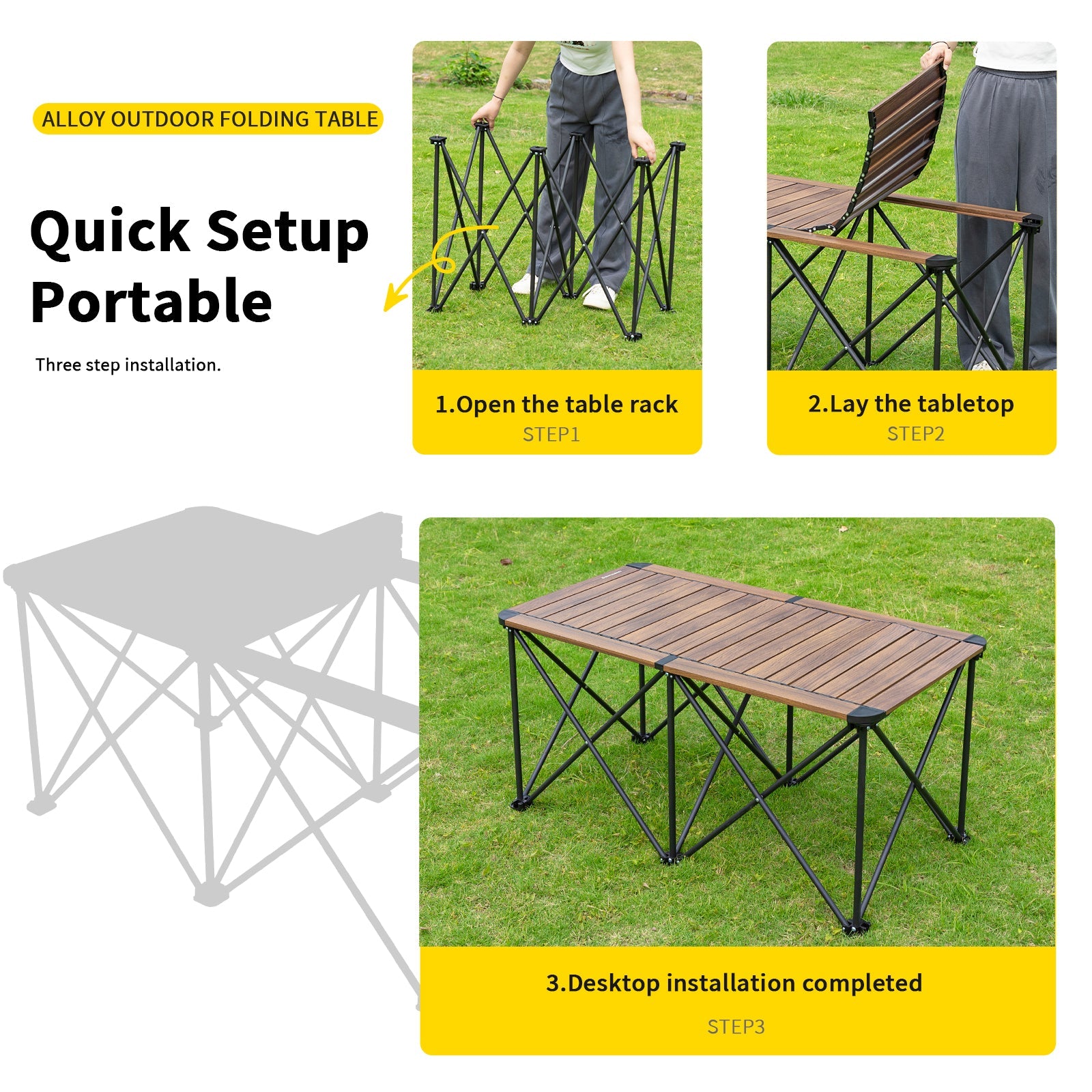 Table Outdoor Heavy-Duty Portable Camping Folding Dinner Table