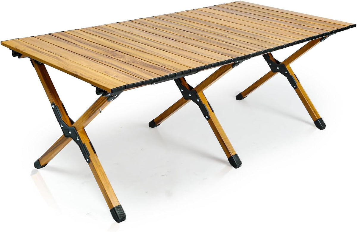 Whitsunday Outdoor Camping Table,Wood Grain Aluminum Table