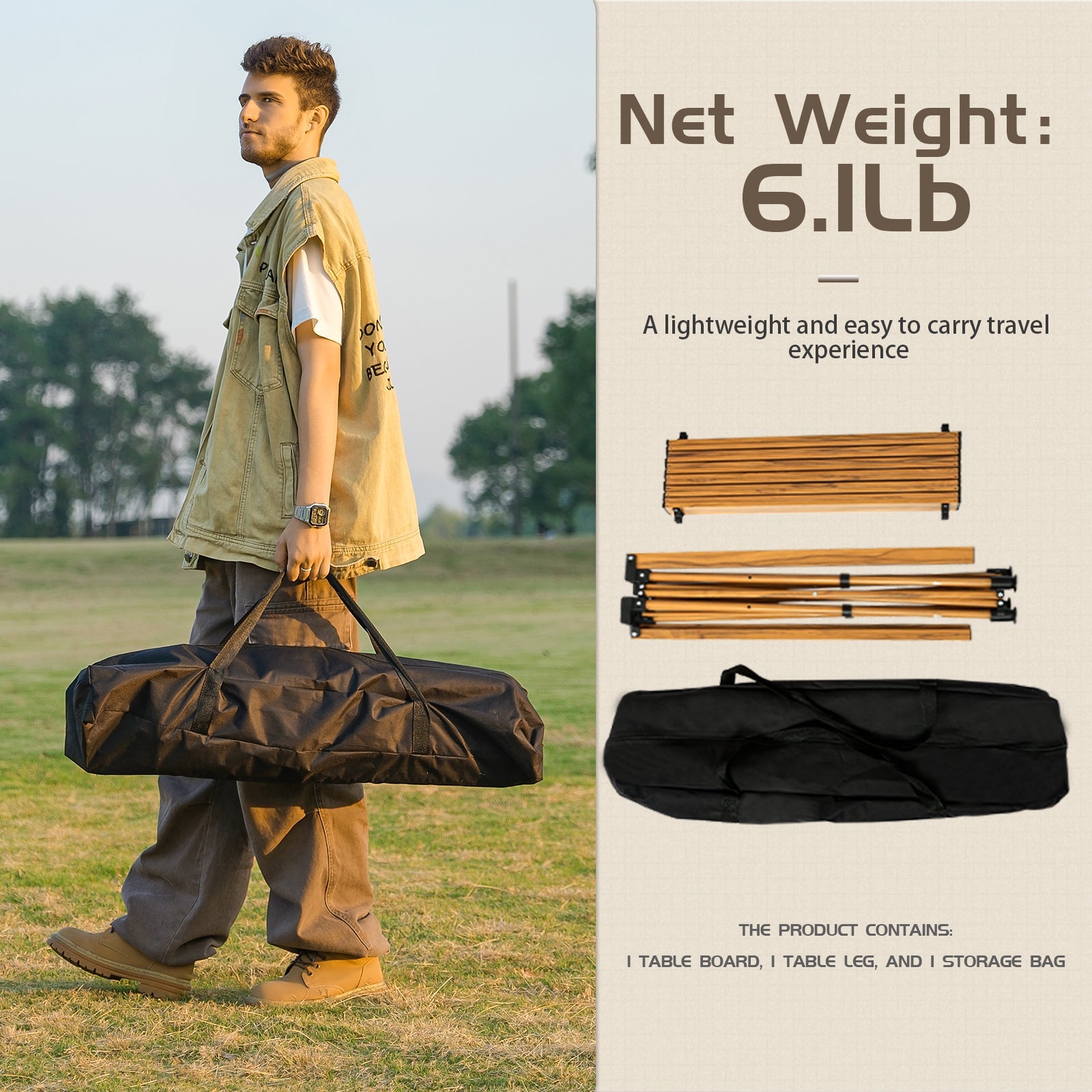 Outdoor Up-Down Heigt Adjustment Camping Table Portable Camping Folding Table