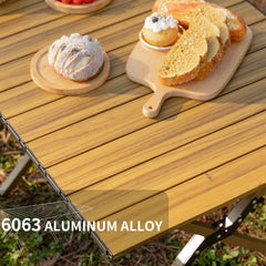 Whitsunday Outdoor Camping Table,Wood Grain Aluminum Table