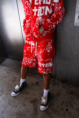 Mixed Emotions Red “Graffiti” Shorts