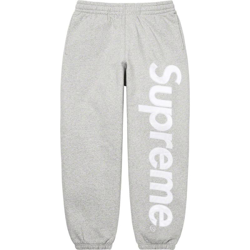 Supreme Satin Appliqué Sweatpants - Heather Grey