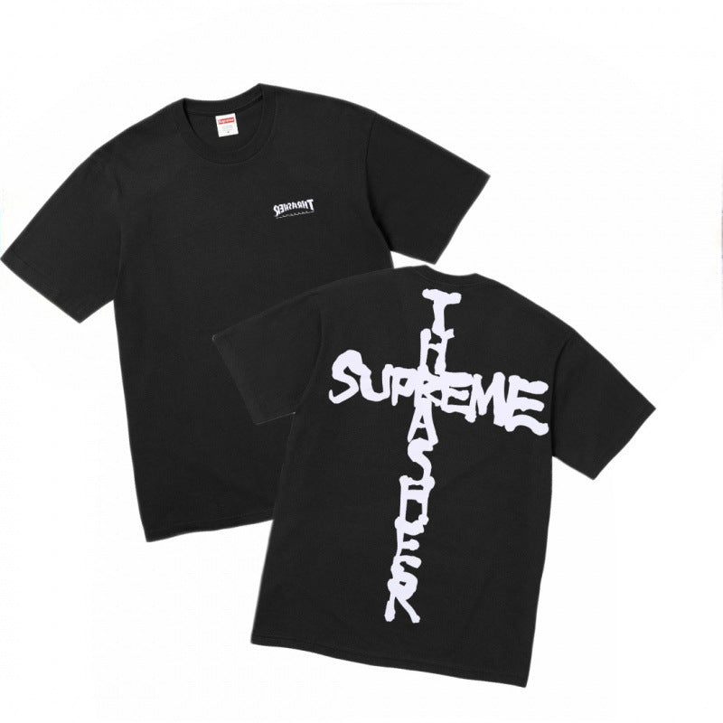 Supreme Cross Graphic Front/Back T-Shirt - Black