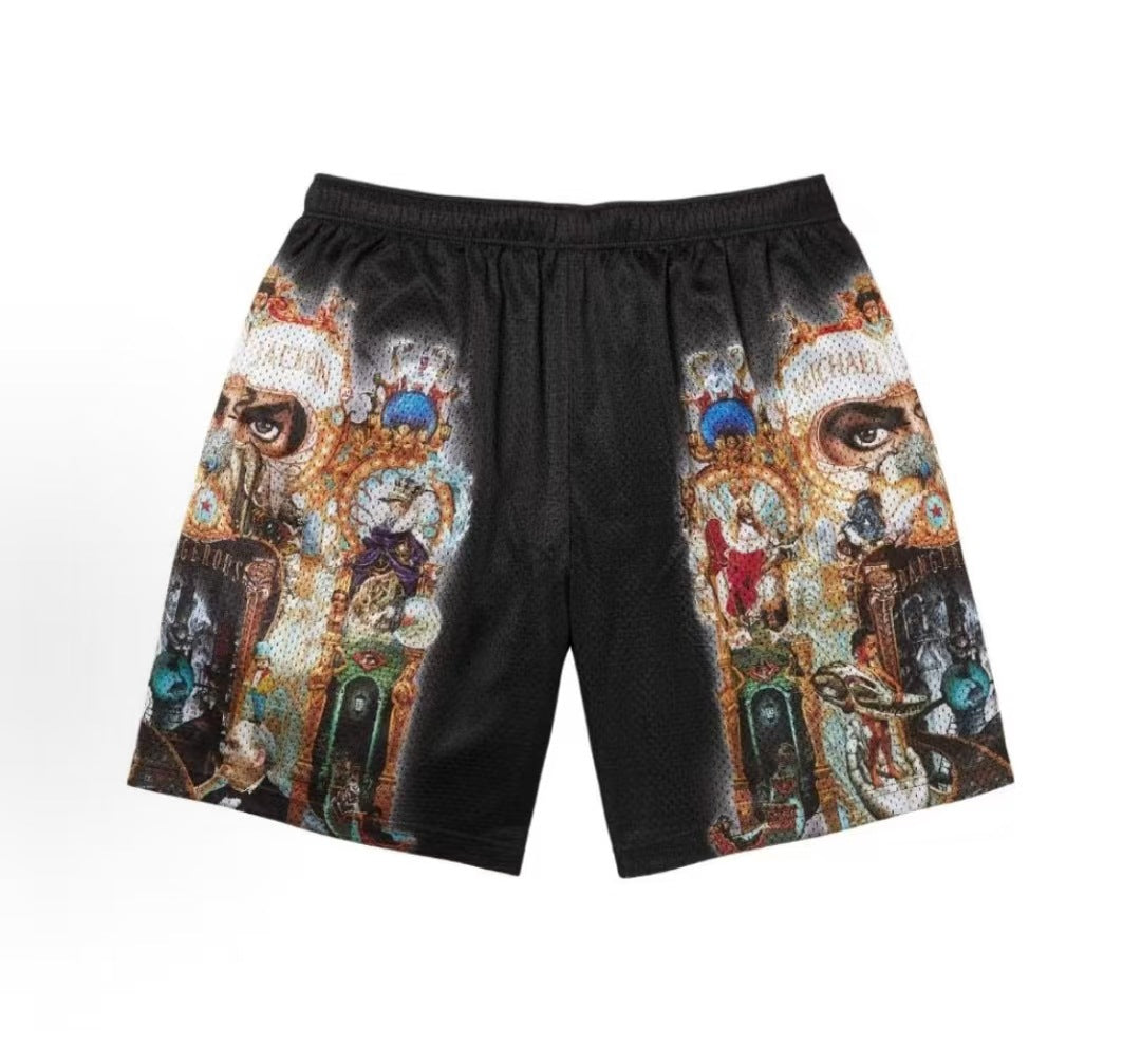 Supreme Collaboration Graphic Print Mesh Shorts - Black