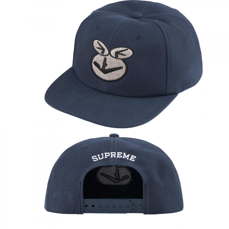 Supreme Embroidered Graphic Snapback Cap - Navy