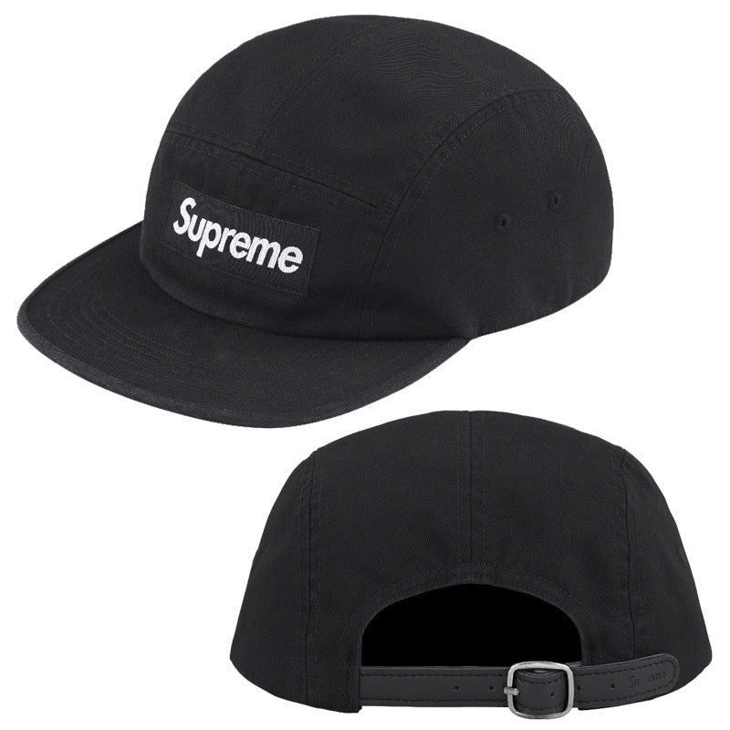 Supreme Small Box Logo Leather Strapback Cap - Black