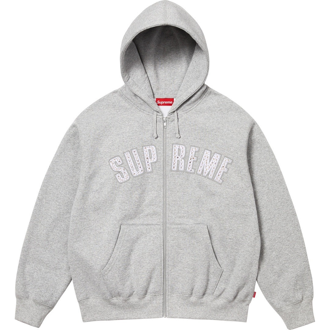 Supreme Arc Logo Full-Zip Hoodie – Heather Gray