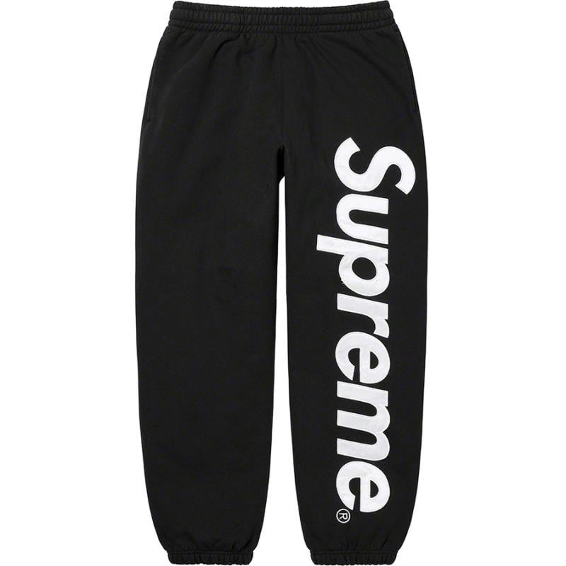 Supreme Satin Appliqué Sweatpants - Black