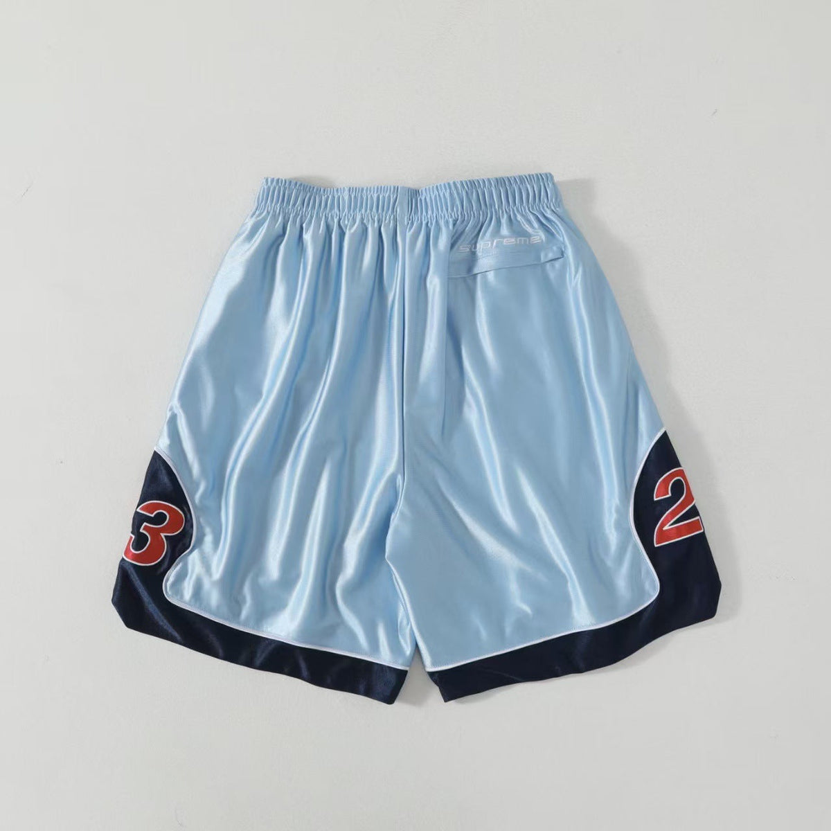 Supreme Satin Finish Number Patch Basketball Shorts - Light Blue