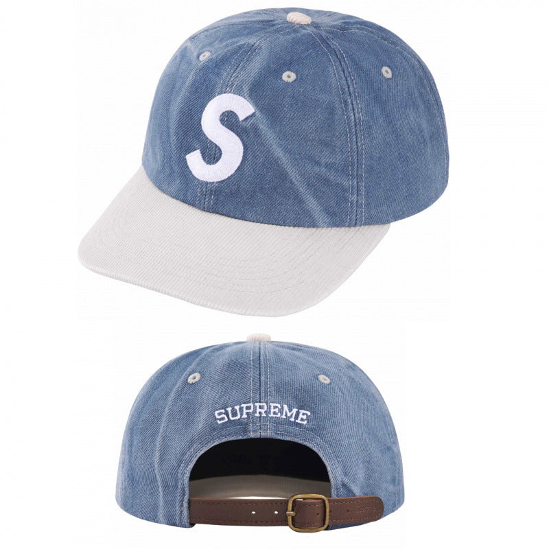 Supreme Leather Strap S Logo 6-Panel Cap - Blue Denim