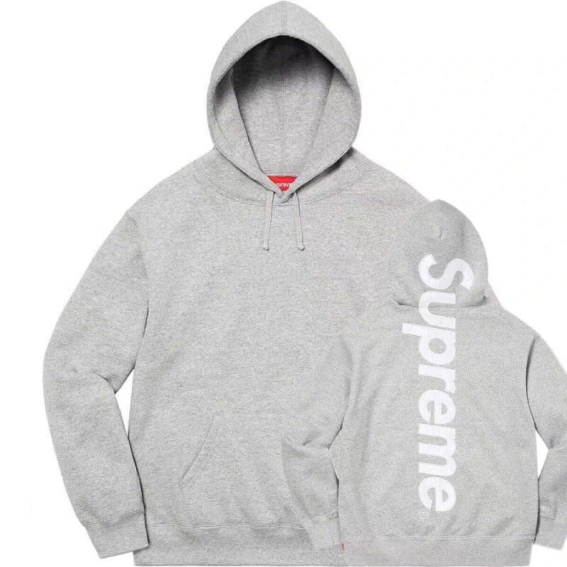 Supreme Vertical Logo Pullover Hoodie — Heather Gray