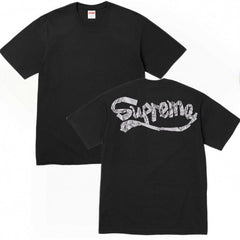 Supreme Cursive Script Back Graphic T-Shirt - Black