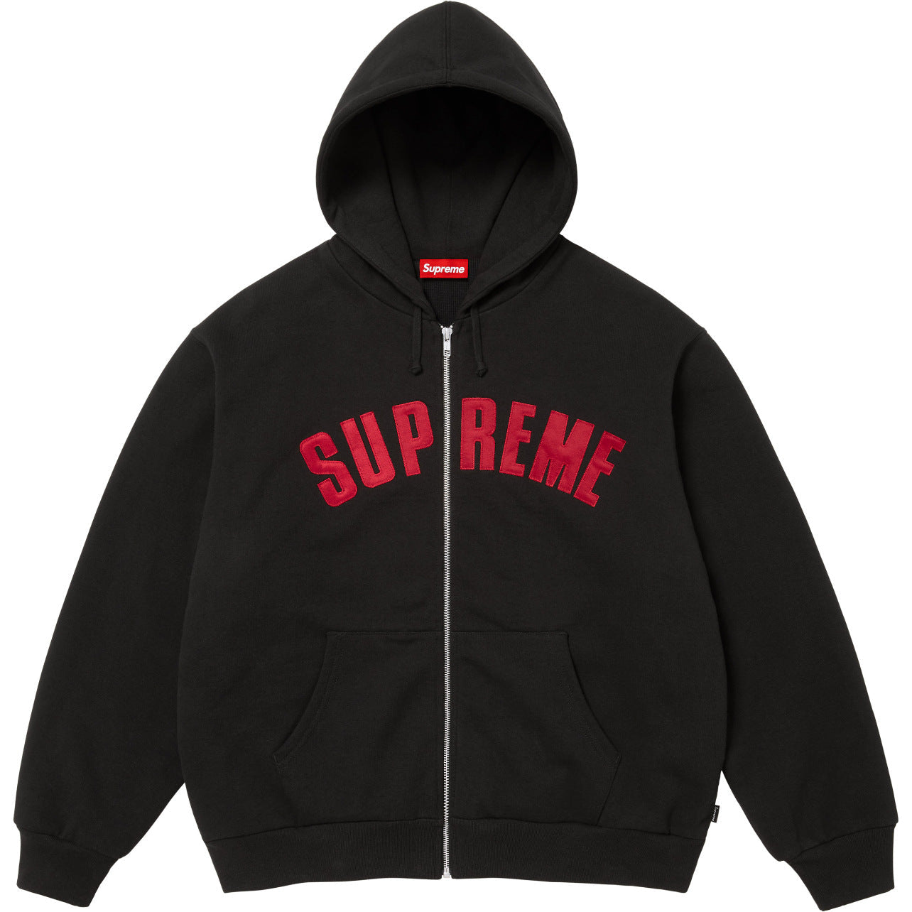 Supreme Arc Logo Thermal-Lined Zip Hoodie - Black