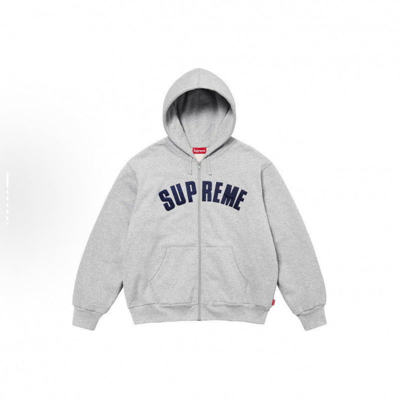 Supreme Arc Logo Zip-Up Hoodie — Gray