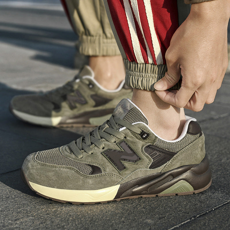 Spring and Autumn New Balance Cool Run Leather NB580 Classic Casual Sports Shoes Men's Thick soled N-shaped Shoes Couple Running Shoes