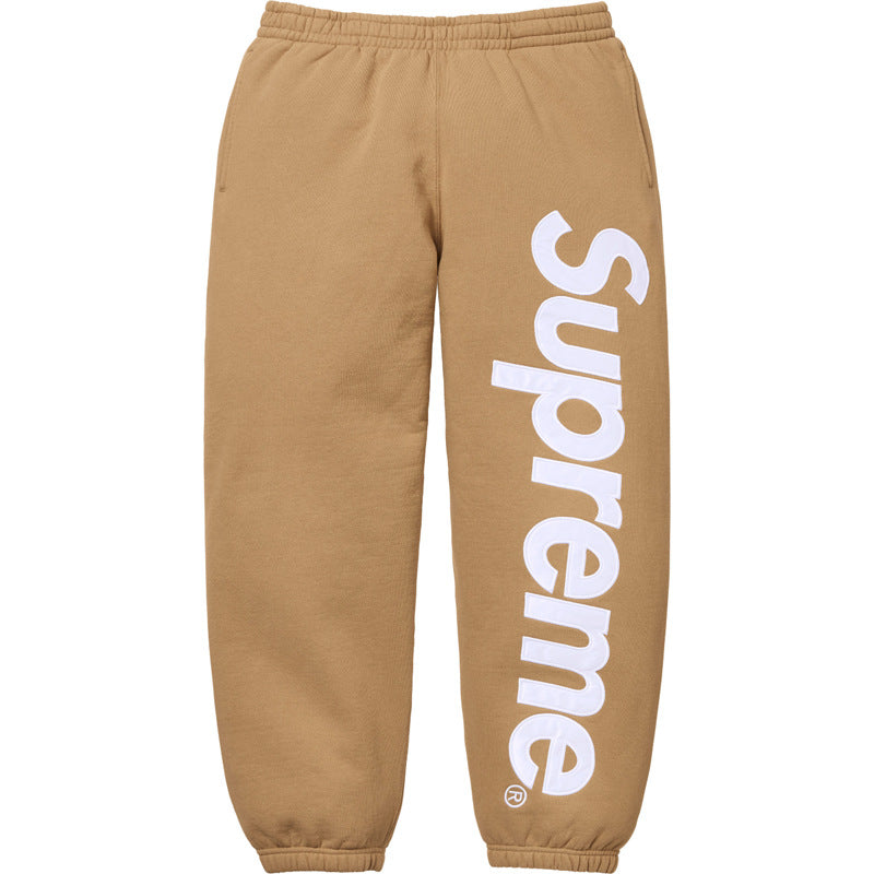 Supreme Satin Appliqué Sweatpants - Tan