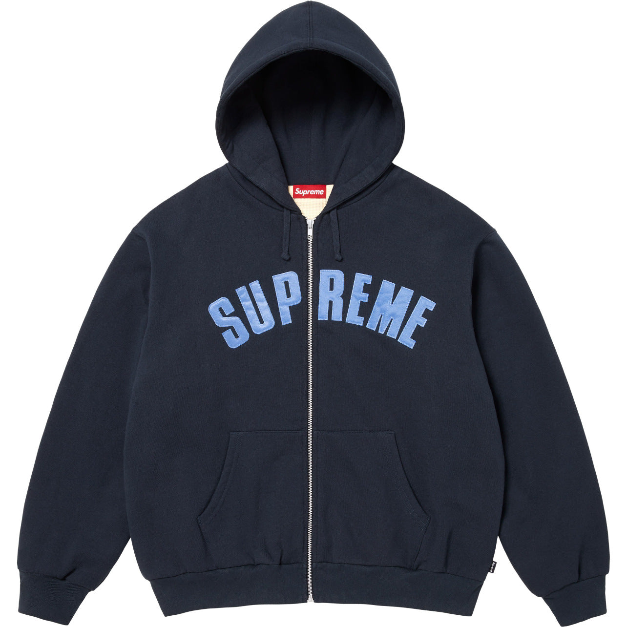 Supreme Arc Logo Thermal-Lined Zip Hoodie - Navy