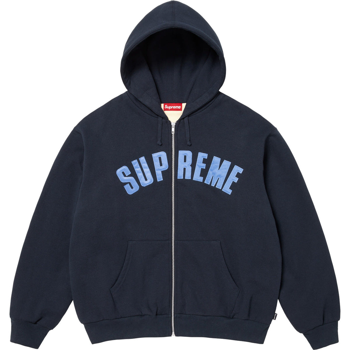 Supreme Arc Logo Thermal-Lined Zip Hoodie - Navy