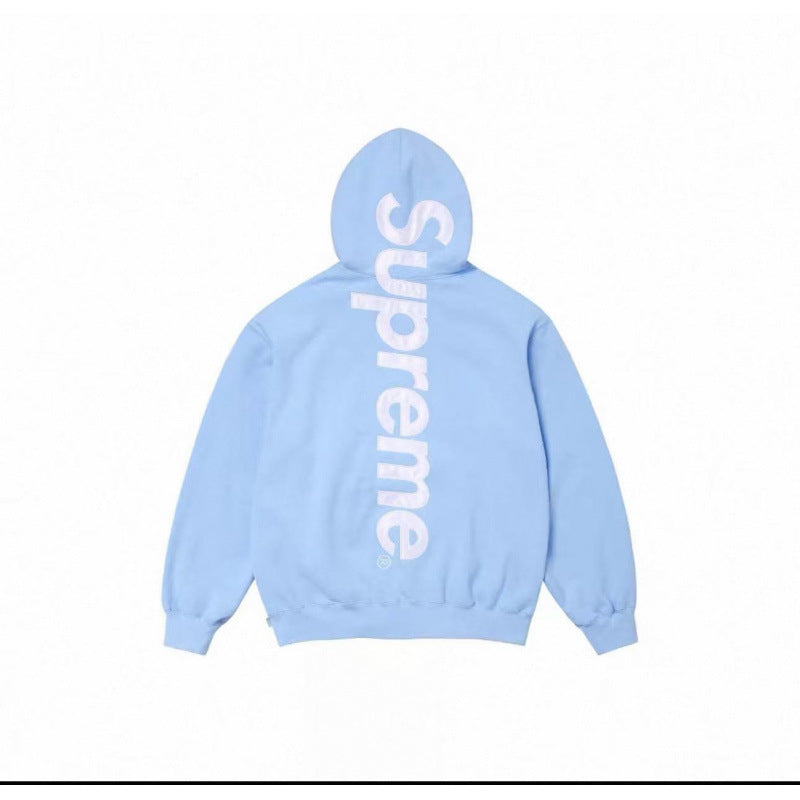 Supreme Oversized Vertical Logo Hooded Sweatshirt - Light Blue