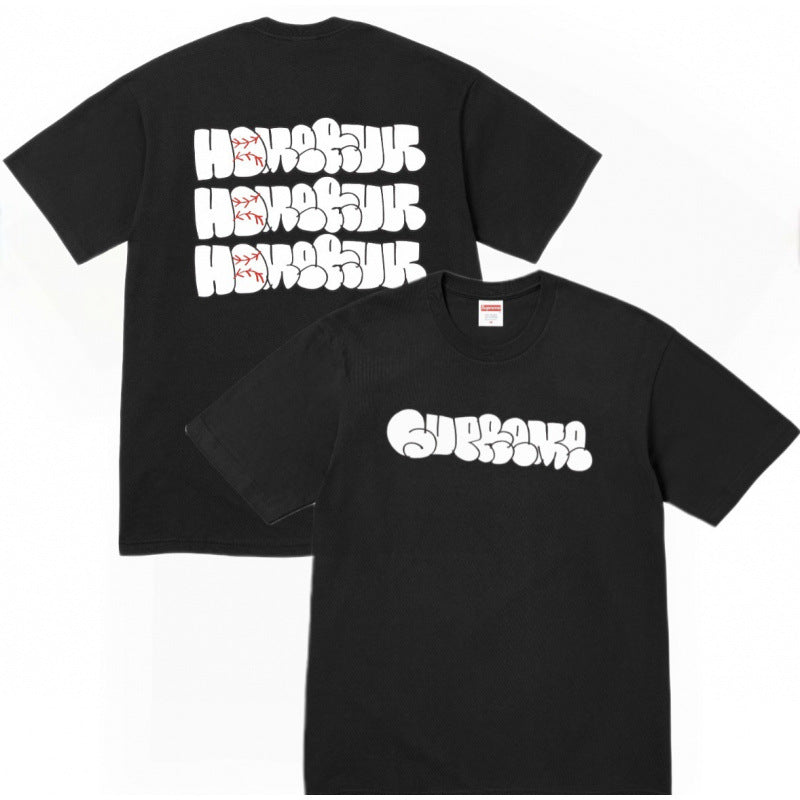 Supreme Stacked Typography Graphic T-Shirt - Black