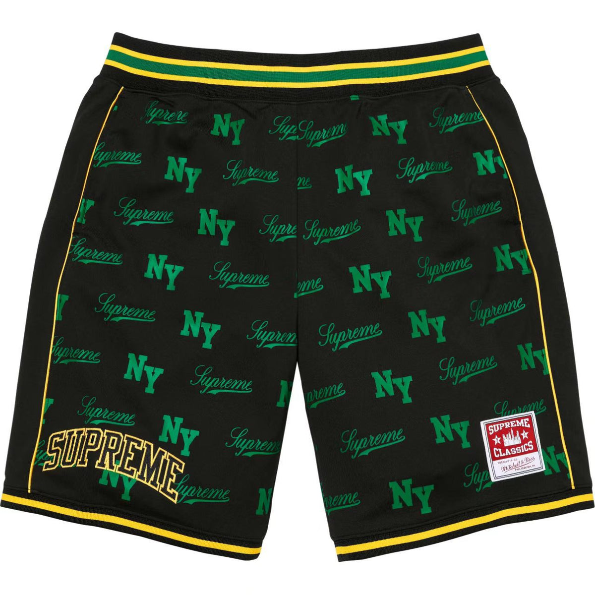Supreme All-Over NY Logo Contrast Trim Mesh Shorts - Black