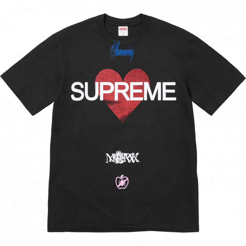 Supreme Heart Logo Graphic T-Shirt - Black