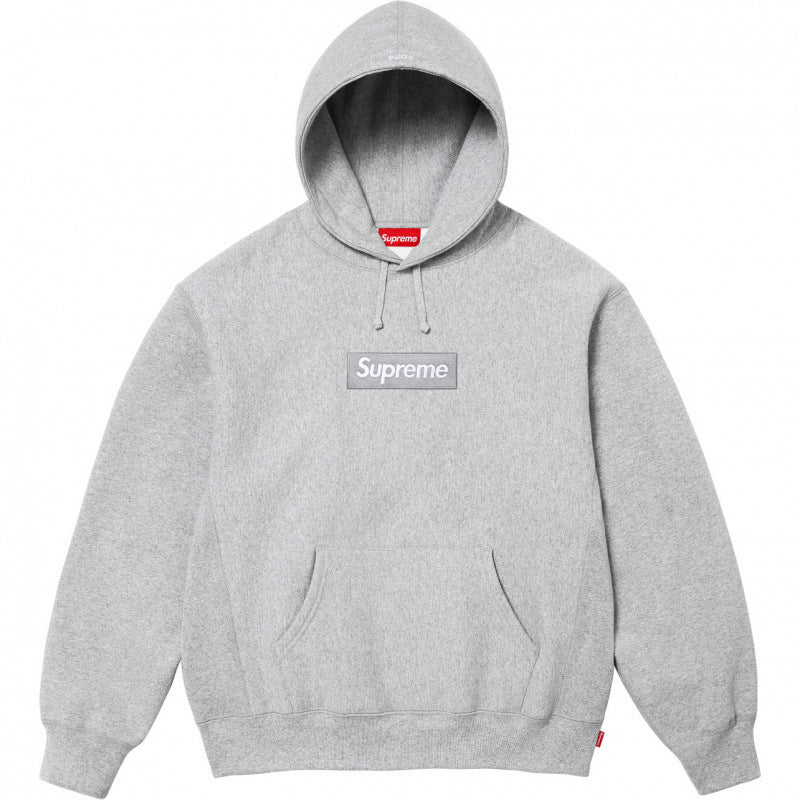 Supreme Vertical Logo Pullover Hoodie — Light Gray