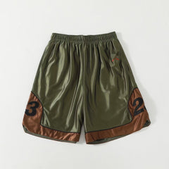 Supreme Satin Finish Number Patch Basketball Shorts - Olive Green