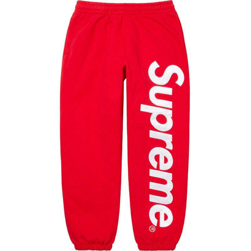 Supreme Satin Appliqué Sweatpants - Red