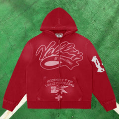 Vale Forever Equestrian Full-Zip Hoodie (Red / Polo Motif & "Lives Forever")