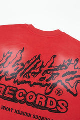 Hellstar Records Flame Graphic Acid Wash Oversized T-Shirt
