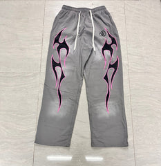 HELLSTAR Pink Flame Graphic Vintage Wash Sweatpants
