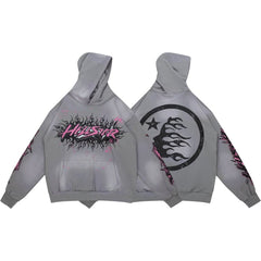 HELLSTAR Flame Paint Splatter Gradient Vintage Wash Hoodie