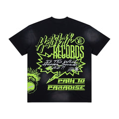 Hellstar Studios Glitter Graphic Oversized T-Shirt - Washed Black
