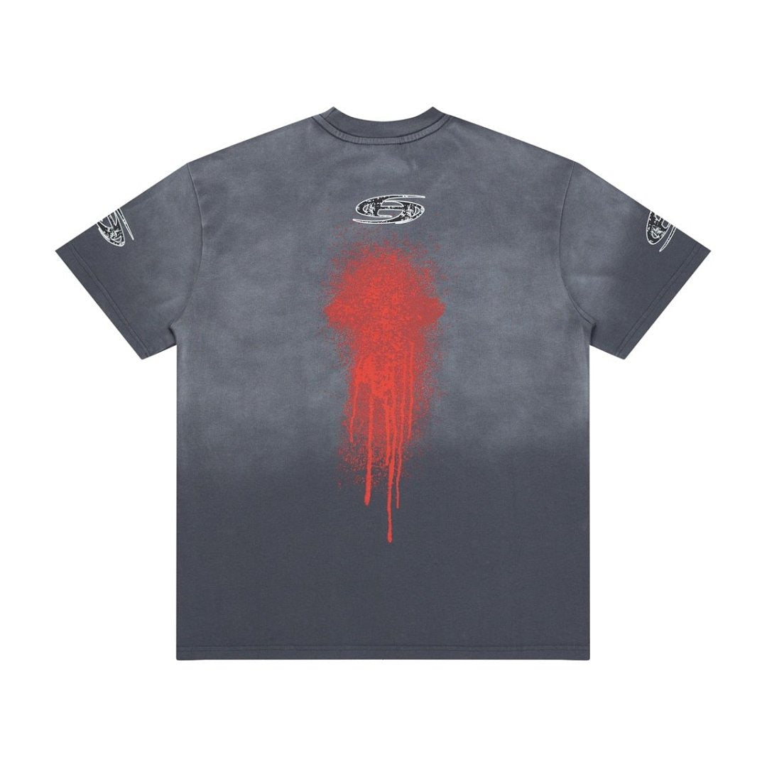 Hellstar Red Drip Gradient Vintage Wash Oversized T-Shirt