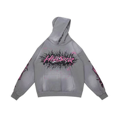 HELLSTAR Flame Paint Splatter Gradient Vintage Wash Hoodie
